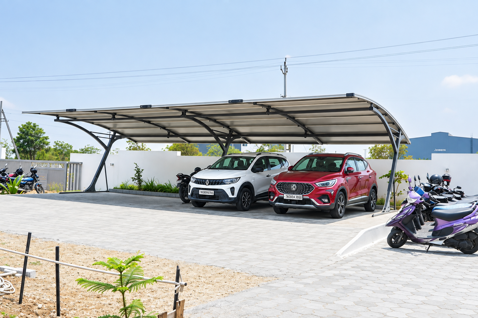 Advaning carport providing year-round vehicle protection